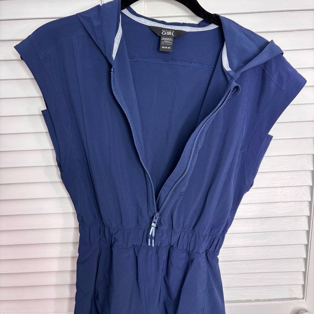 ATHLETA Girl Blue Hooded Romper Size Medium